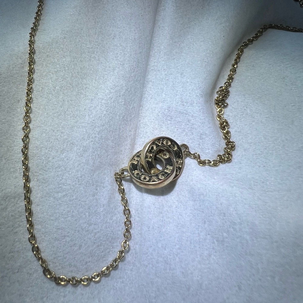 Coach Interlocking Ring Pendant Necklace with box